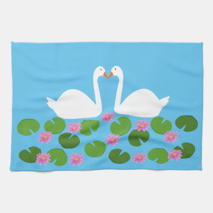 Linge De Cuisine Cygnes blancs et nénuphars Mariage