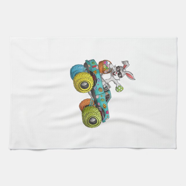 Linge De Cuisine Dabbing Bunny Happy Easter Monster Truck Lovers Ki (Horizontal)