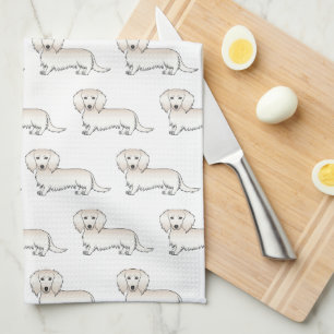 Linge De Cuisine Dachshund à longs poils crème Motif de chien de de