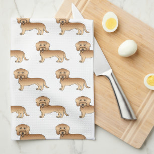 Linge De Cuisine Dachshund à poil dur blé Cartoon Chien Motif