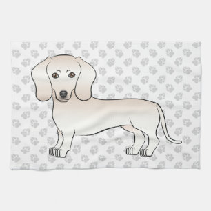 Linge De Cuisine Dachshund à poil lisse crème Dessin animé de chien