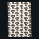 Linge De Cuisine Dachshund À poils durs| Teckel Chien mignon<br><div class="desc">Serviette de cuisine de l'À poils durs Dachshund Lover. Sanglier sauvage mignon et Teckel couleur bronze. Découvrez le Doodle World de Jenn pour encore plus de décors et de cadeaux avec ce design Doxie amusant.</div>