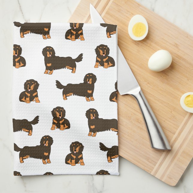 Linge De Cuisine Dachshund aux cheveux longs (Quart Plié)