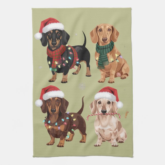 Linge De Cuisine Dachshund Christmas Chien Maman Lover Noël Cadeau (Vertical)