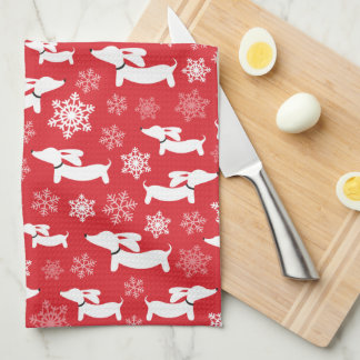 Linge De Cuisine Dachshund Noël Chef cadeau Rouge
