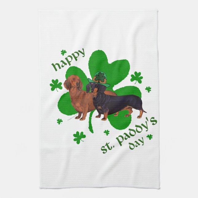 Linge De Cuisine Dachshunds St Patrick's Day (Vertical)