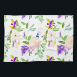 Linge De Cuisine Dainty Aquarelle Fleurs | Peonies et Wisterias<br><div class="desc">Serviette de cuisine colorée et féminine avec des pivoines à l'aquarelle et des wisterias violets. Ce sera parfait pour mettre l'accent sur n'importe quelle cuisine.</div>