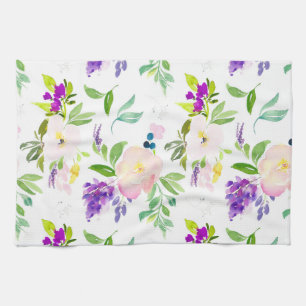 Linge De Cuisine Dainty Aquarelle Fleurs   Peonies et Wisterias