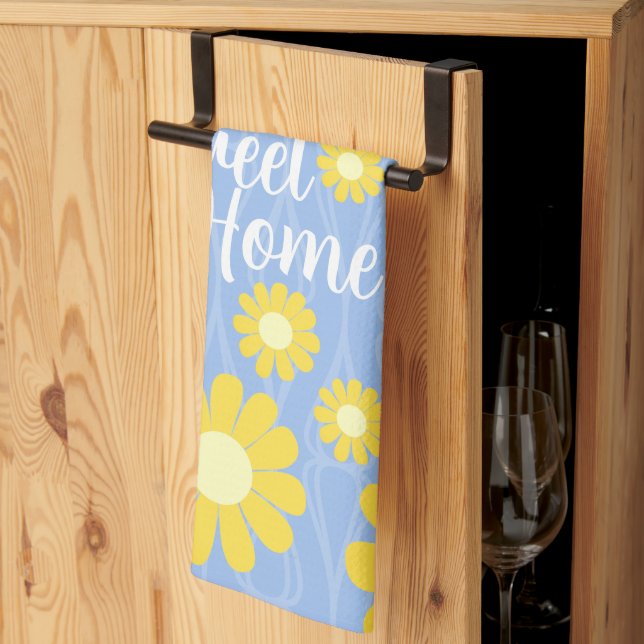 Linge De Cuisine Daisy Bleu Jaune Douce Accueil (Pliage en tiers)