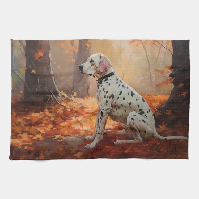 Linge De Cuisine Dalmatien en automne Feuilles automne Inspirer (Horizontal)