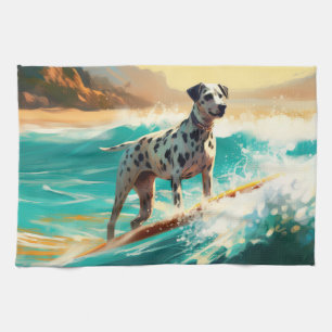 Linge De Cuisine Dalmation Plage Surf Peinture