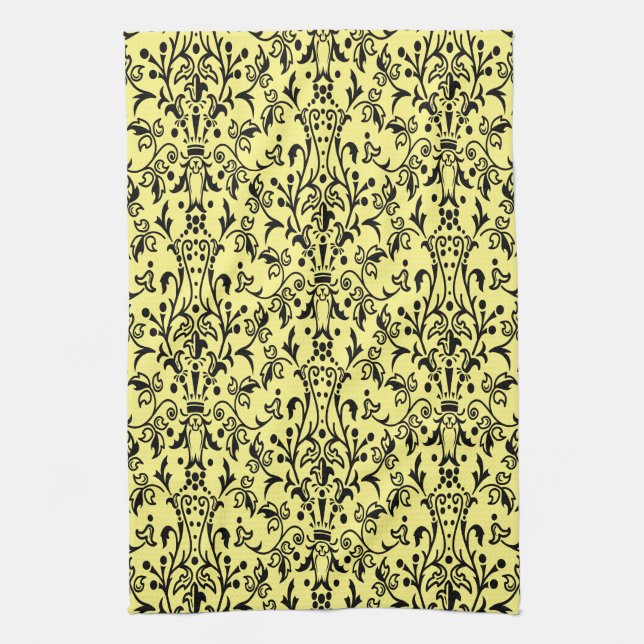 Linge De Cuisine Damas noir et jaune (Vertical)
