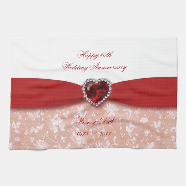 Linge De Cuisine Damask : 40e anniversaire Mariage (Horizontal)