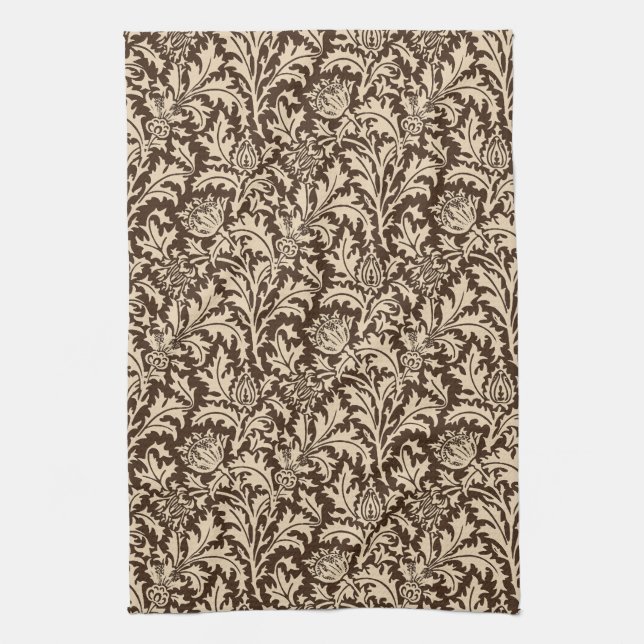 Linge De Cuisine Damassé de chardon de William Morris, Taupe Tan et (Vertical)