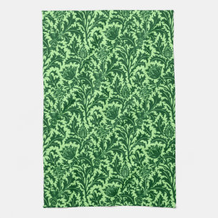 Linge De Cuisine Damassé de chardon de William Morris, vert vert