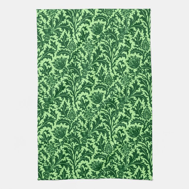 Linge De Cuisine Damassé de chardon de William Morris, vert vert (Vertical)