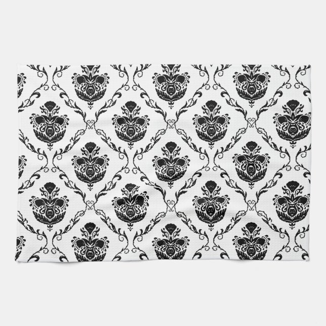 Linge De Cuisine Damassé noir traditionnel (Horizontal)