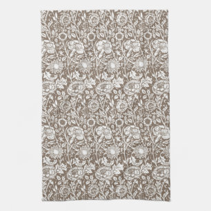 Linge De Cuisine Damassé, Taupe et blanc d'oeillet de Nouveau d'ar