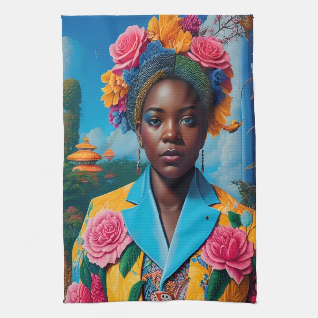 Linge De Cuisine Dame avec une veste de costume florale (Vertical)