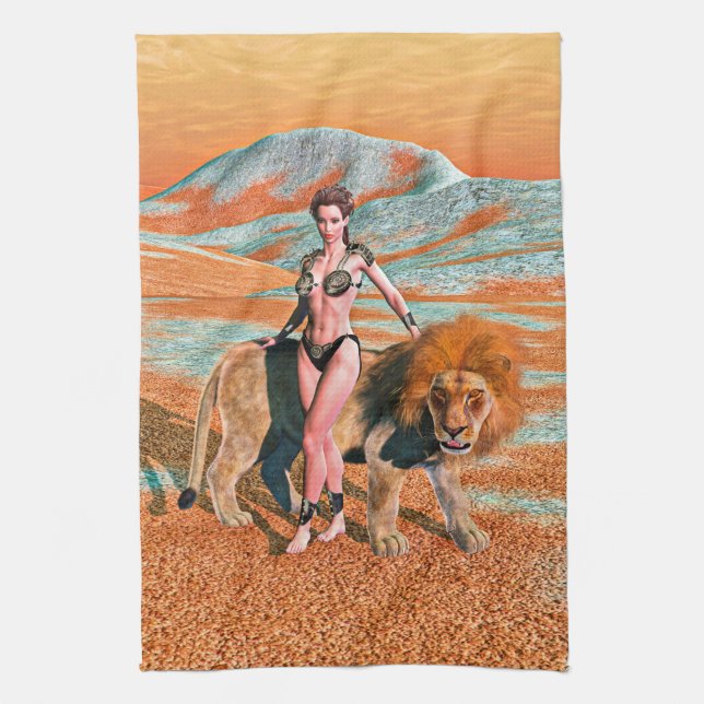 Linge De Cuisine Dame et Lion (Vertical)