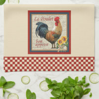 Damier français de rouge de coq de cuisine de pays