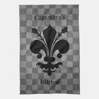 Linge De Cuisine damier médiéval fleur de lis