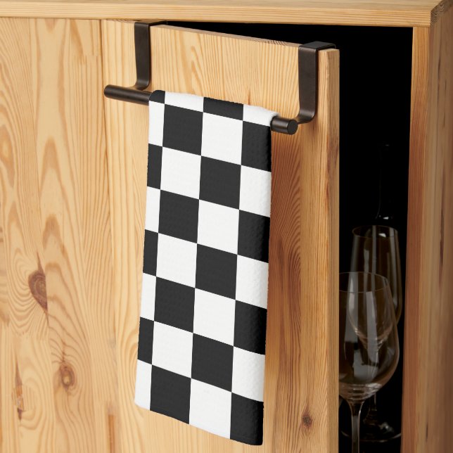 Linge De Cuisine Damier noir classique (Pliage en tiers)