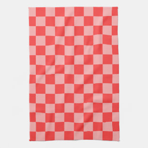 Linge De Cuisine Damier Rouge et Rose Attrayant