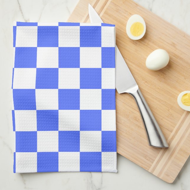 Linge De Cuisine Damier visuel saphir classique  (Quart Plié)