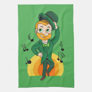 Linge De Cuisine Dancing leprechaun, dessin animé de la Saint Patri