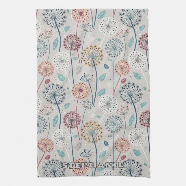 Linge De Cuisine Dandelion Whimsical - Rouge, Jaune, Blanc & Turquo (Vertical)
