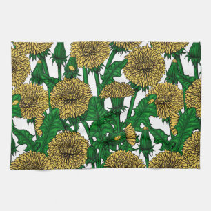 Linge De Cuisine Dandelions sur blanc
