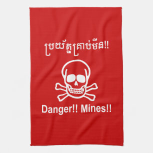 Linge De Cuisine Danger ! ! Les mines ! ! SYMBOLE ☠ Cambodgien Khme