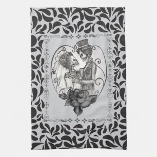 Linge De Cuisine Danse de mariage d'amour de squelette de couple