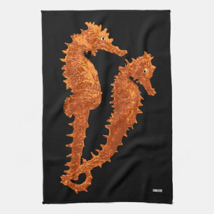 Linge De Cuisine Danse des hippocampes (oranges)