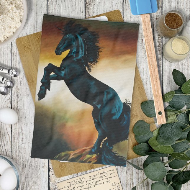 Linge De Cuisine Danse d'Imaginaire de la licorne noire (Créateur téléchargé)
