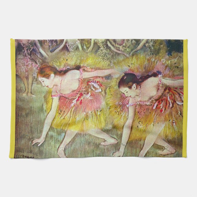 Linge De Cuisine Danseurs se penchent par Edgar Degas, Ballet Art (Horizontal)