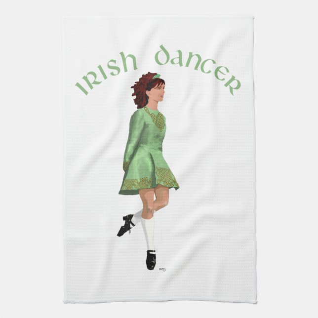 Linge De Cuisine Danseuse de step irlandais - Vert (Vertical)