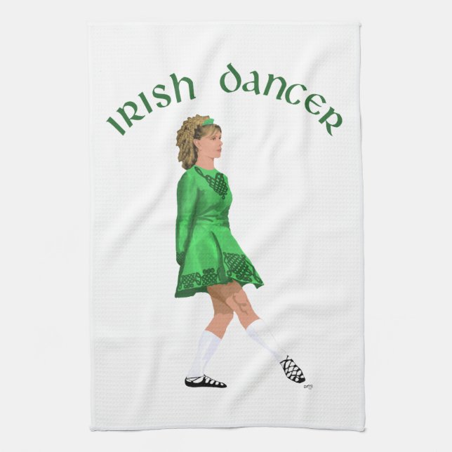 Linge De Cuisine Danseuse Irlandaise Soft Shoe en Vert (Vertical)
