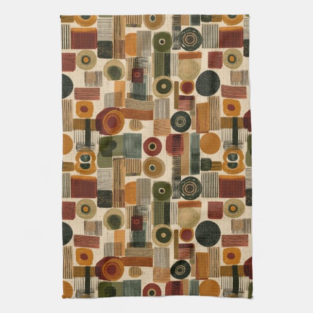 Linge De Cuisine Dark Mid Century Geometric Pattern (2) (Vertical)