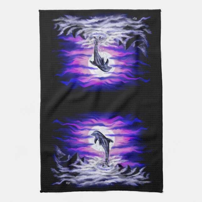 Linge De Cuisine Dauphin clair de lune (Vertical)