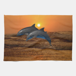Linge De Cuisine Dauphin de Bottlenose au coucher du soleil