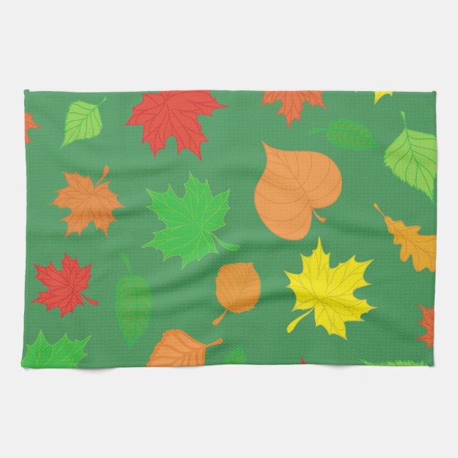 Linge De Cuisine De magnifiques feuilles d'automne vertes (Horizontal)