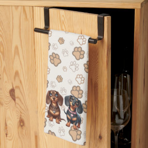 Linge De Cuisine De mignons amis dachshund