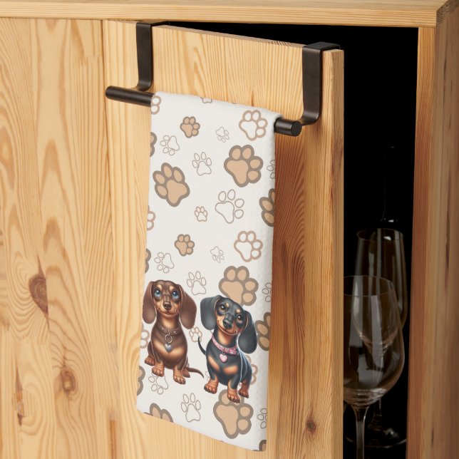 Linge De Cuisine De mignons amis dachshund (Pliage en tiers)