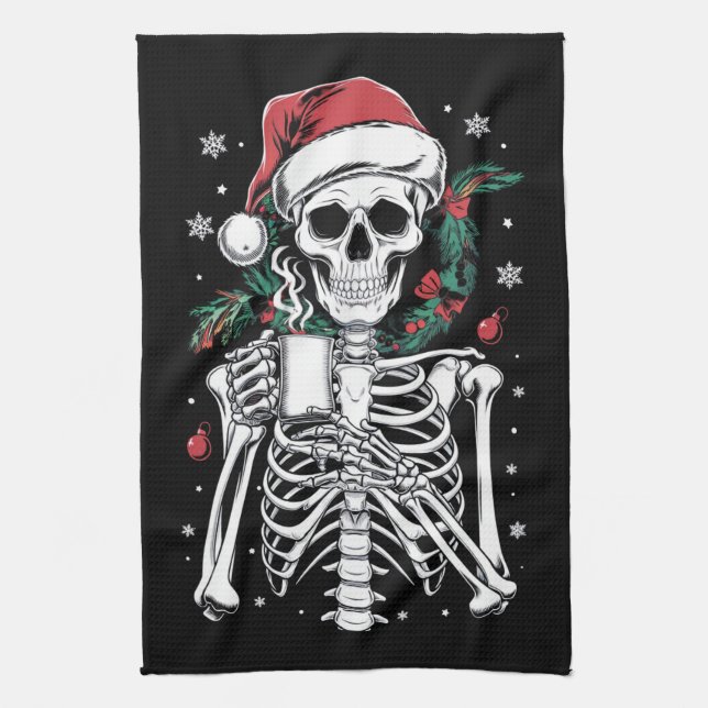 Linge De Cuisine Décès dans le squelette de Noël Café Lover cadeau (Vertical)