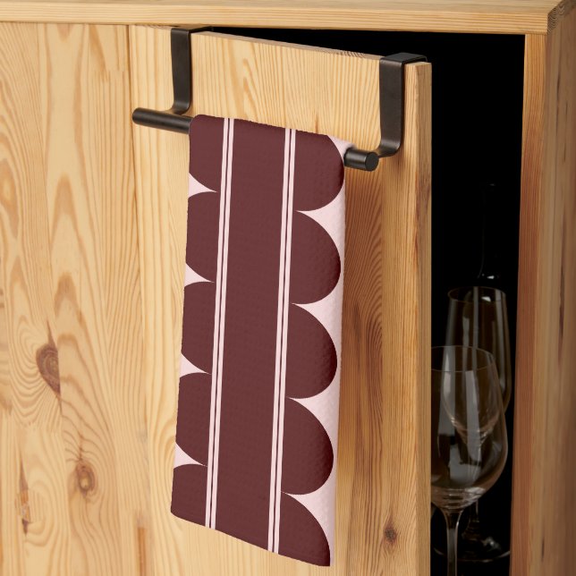 Linge De Cuisine Déclaration à bordure festonnée bordeaux (Pliage en tiers)