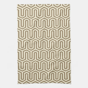 Linge De Cuisine Deco Egyptian motif - taupe and cream