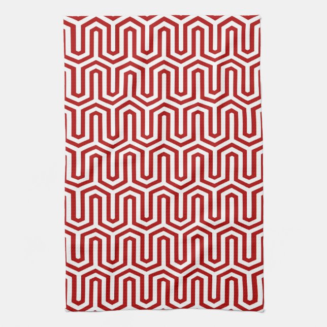 Linge De Cuisine Déco motif égyptien - rouge et blanc (Vertical)
