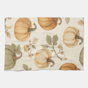 Linge De Cuisine Décor de citrouille vert sauge pêche orange brûlé